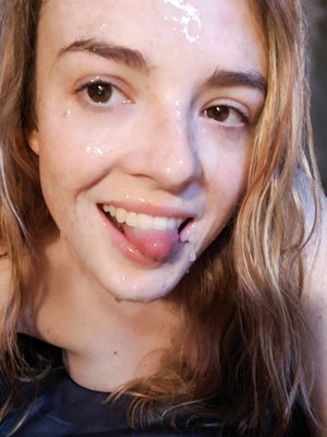 Smilling Girlfriend With Cum on Face